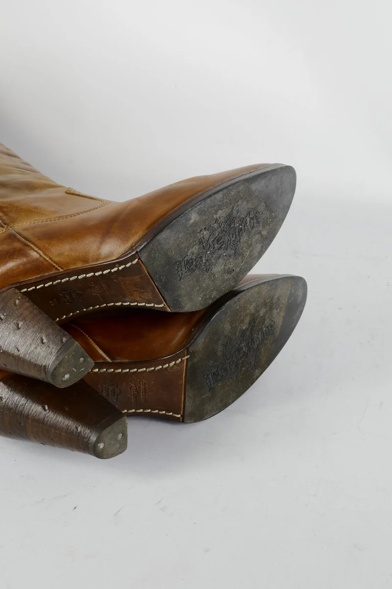 Hohe Stiefel Leder cognac