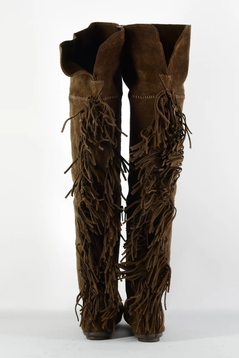 Overknees Wildleder braun