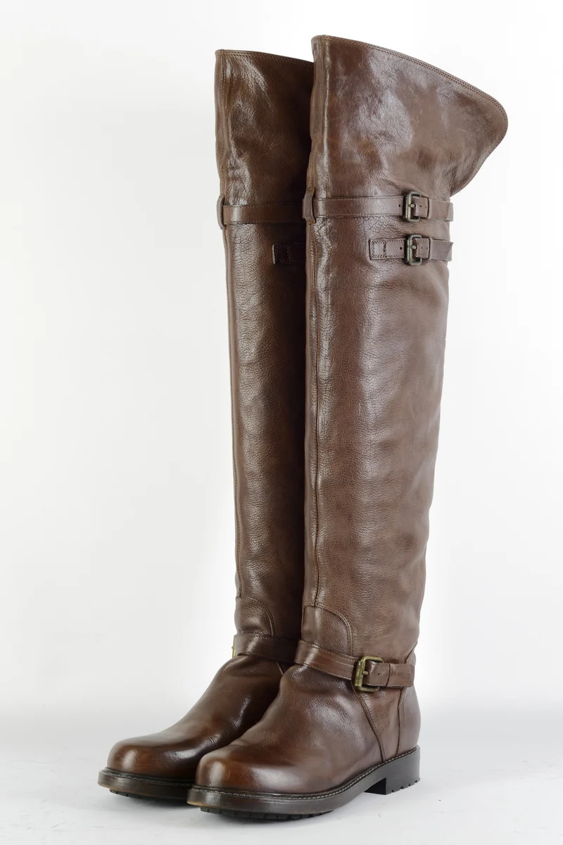 Overknees Leder braun