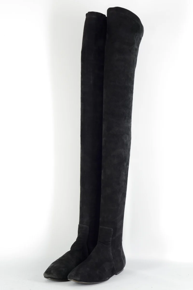 Overknees Wildleder schwarz