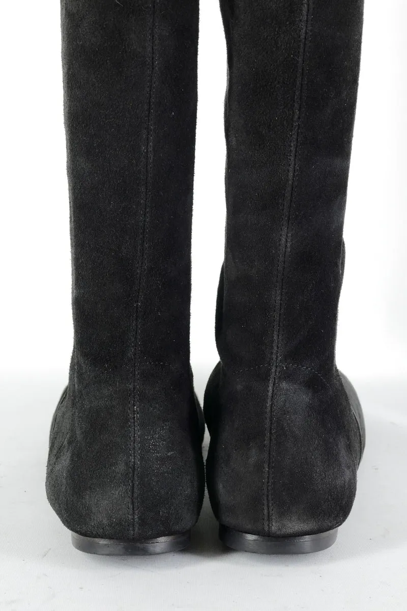 Overknees Wildleder schwarz