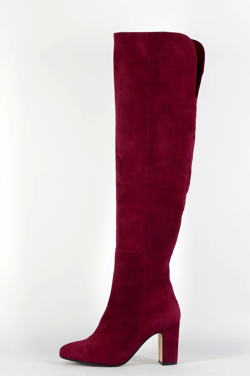 Overknees Wildleder bordeaux