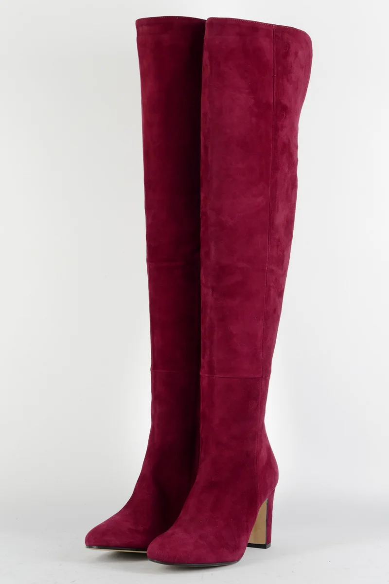 Overknees Wildleder bordeaux