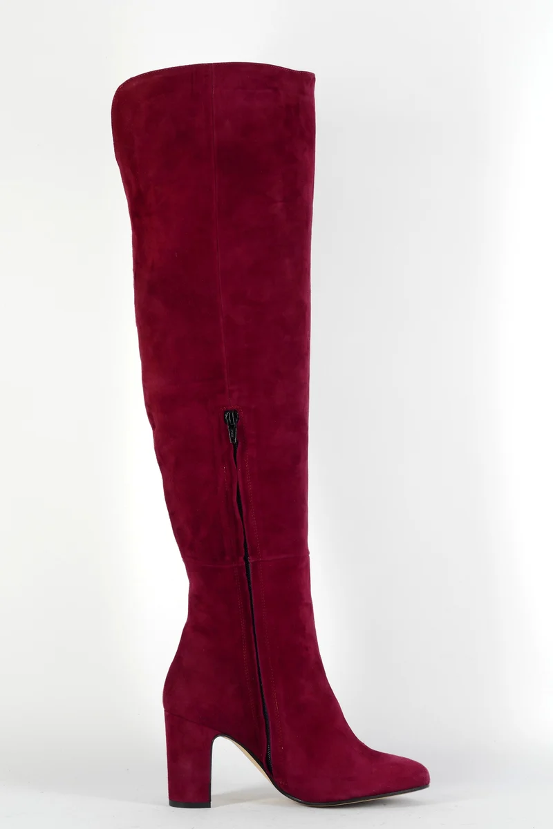 Overknees Wildleder bordeaux