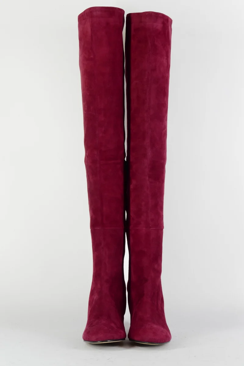 Overknees Wildleder bordeaux