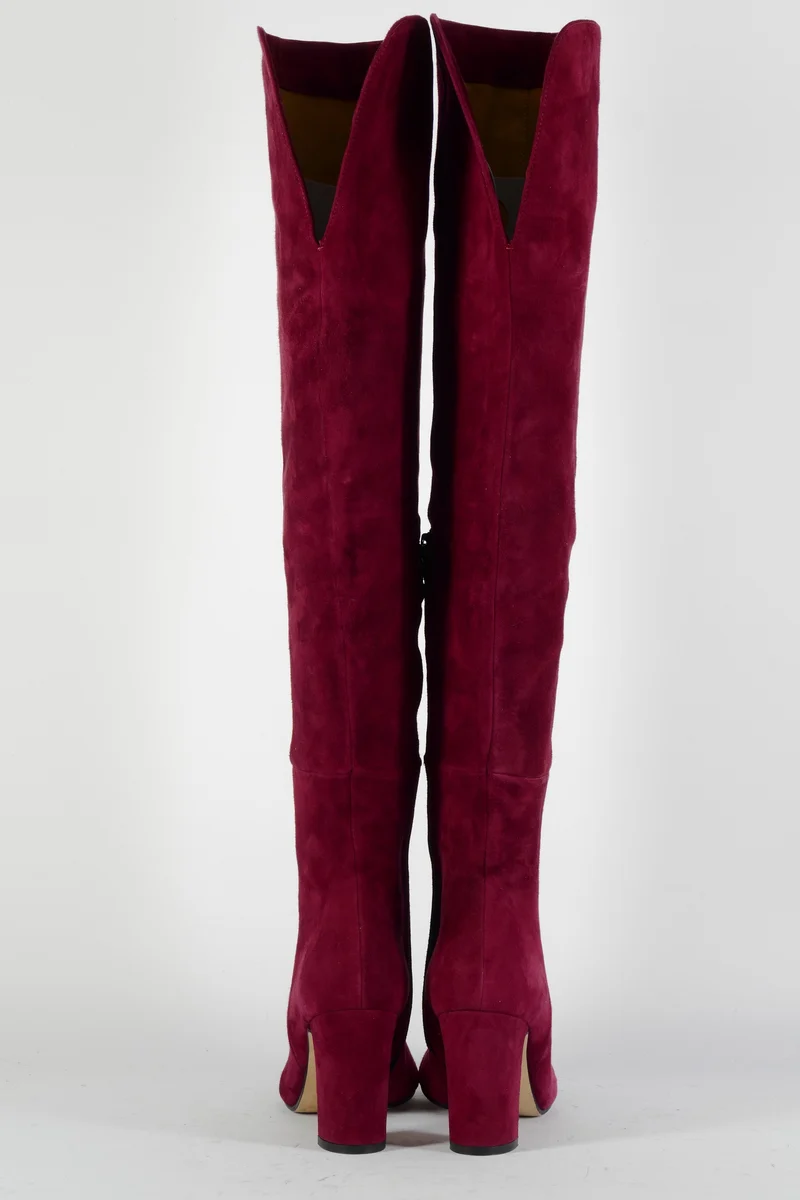 Overknees Wildleder bordeaux