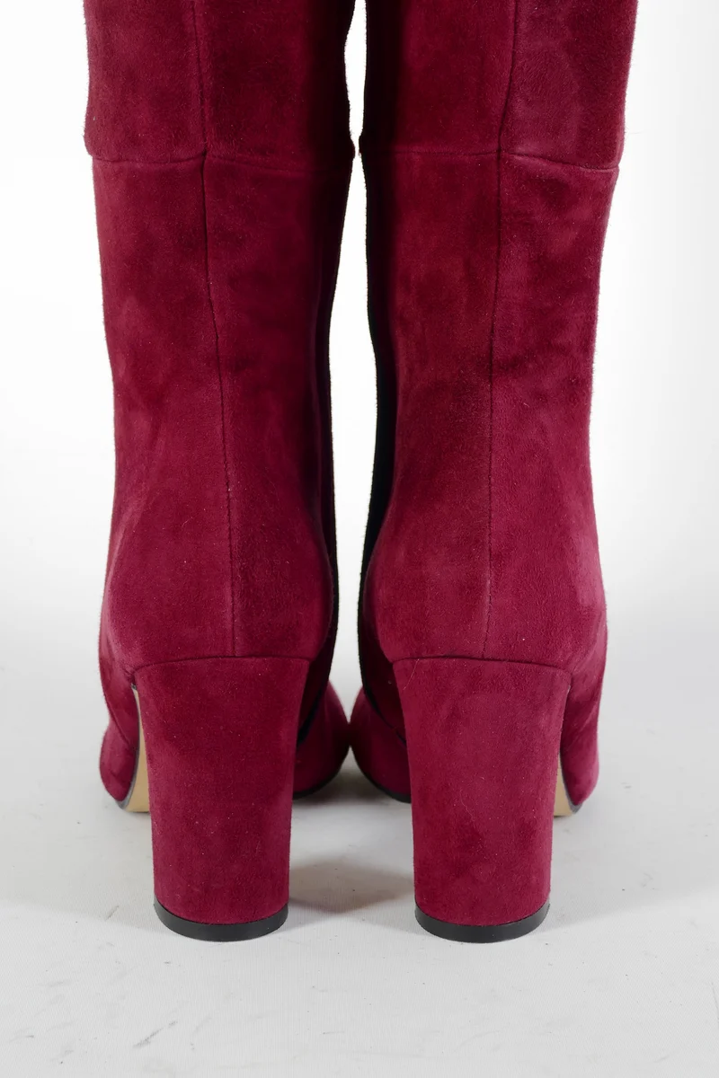 Overknees Wildleder bordeaux