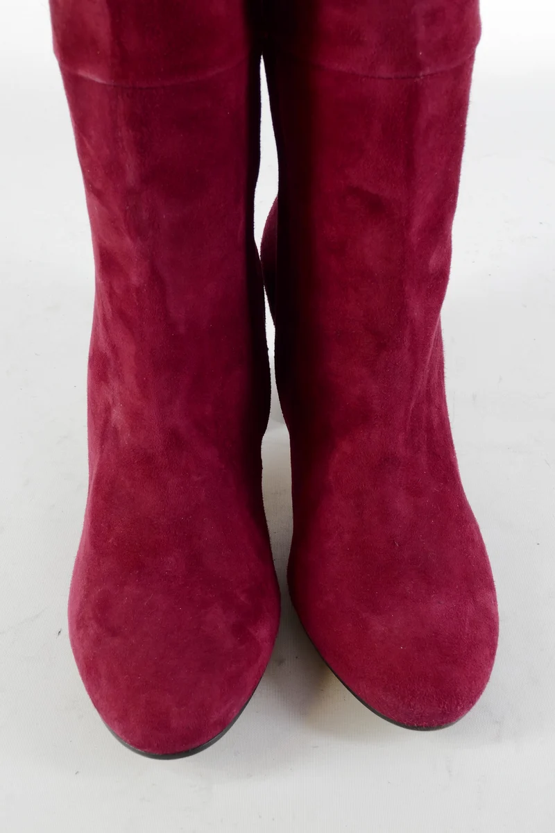 Overknees Wildleder bordeaux