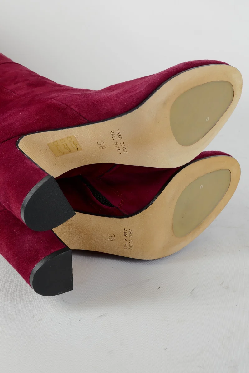 Overknees Wildleder bordeaux