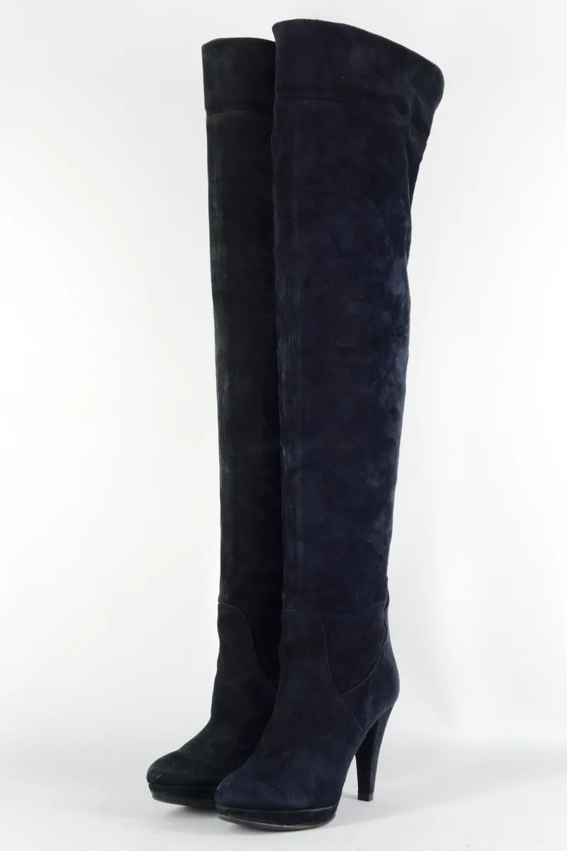 Overknees Wildleder schwarz