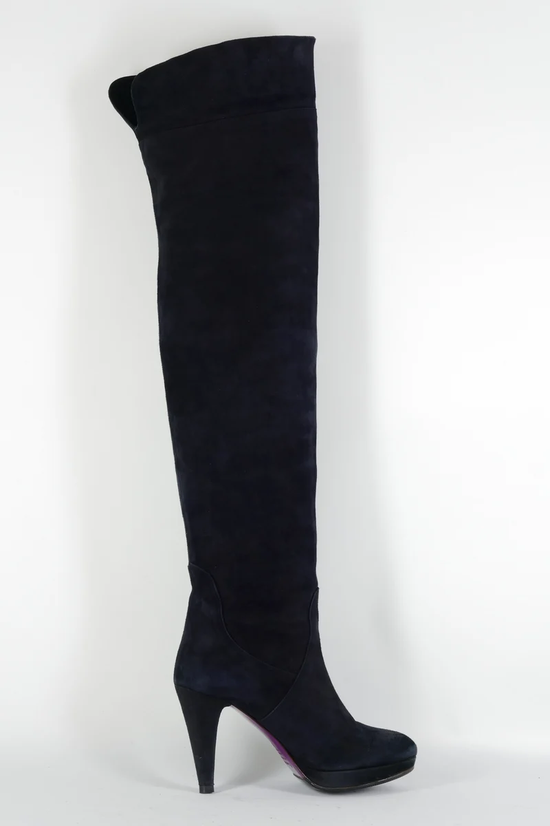 Overknees Wildleder schwarz