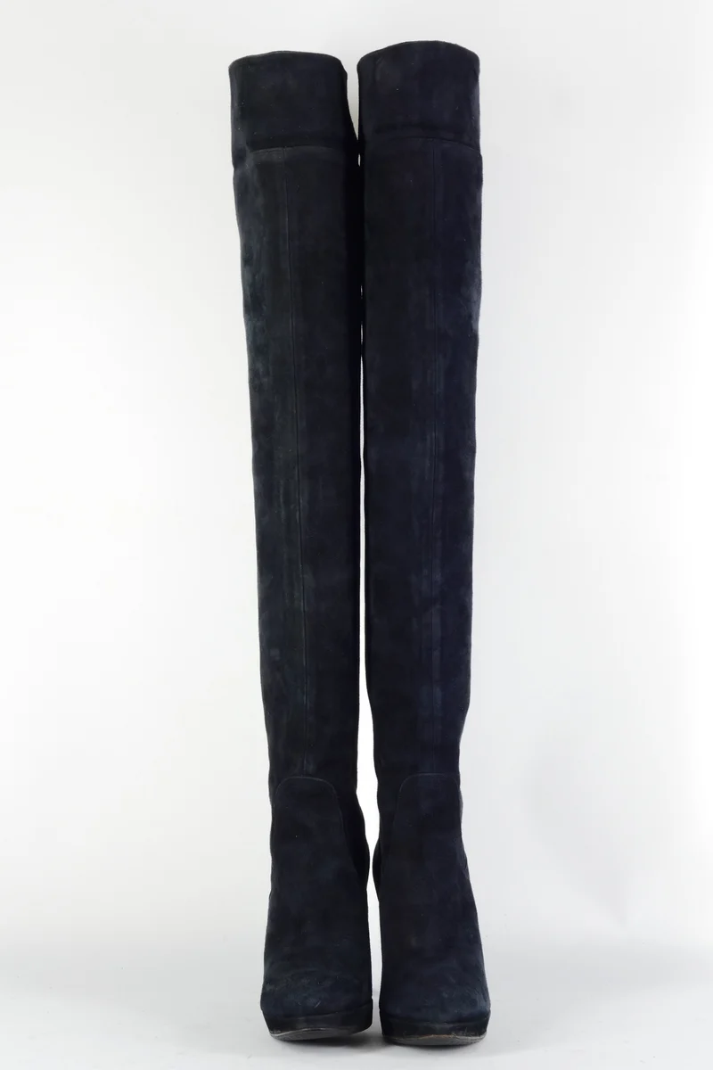Overknees Wildleder schwarz