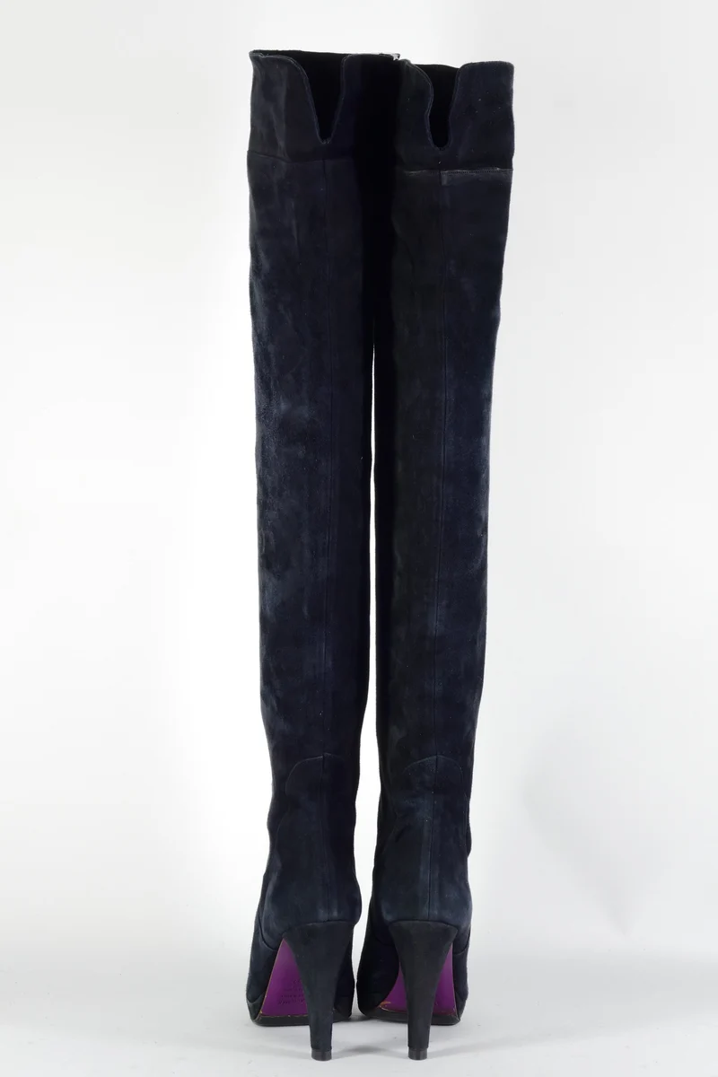 Overknees Wildleder schwarz