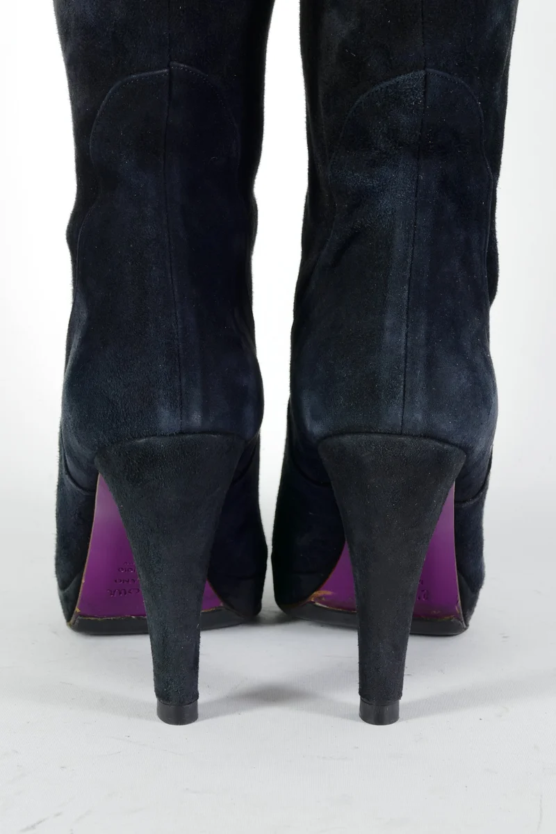 Overknees Wildleder schwarz