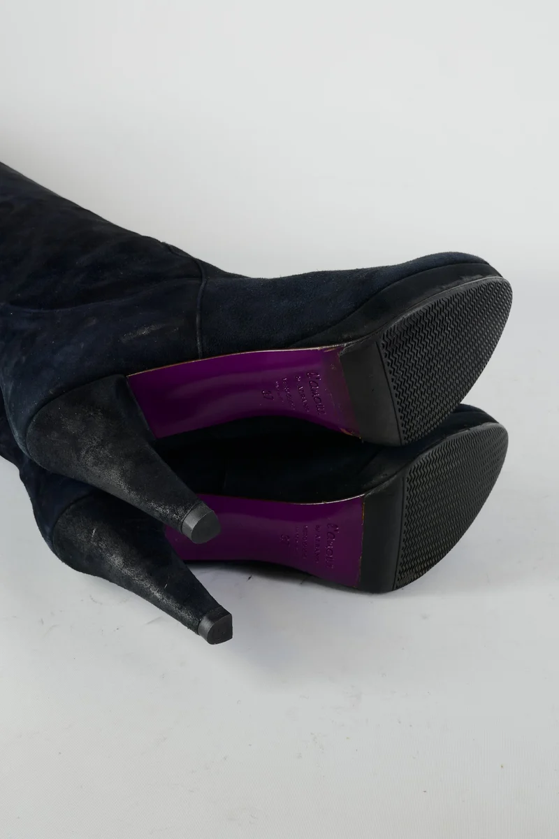 Overknees Wildleder schwarz