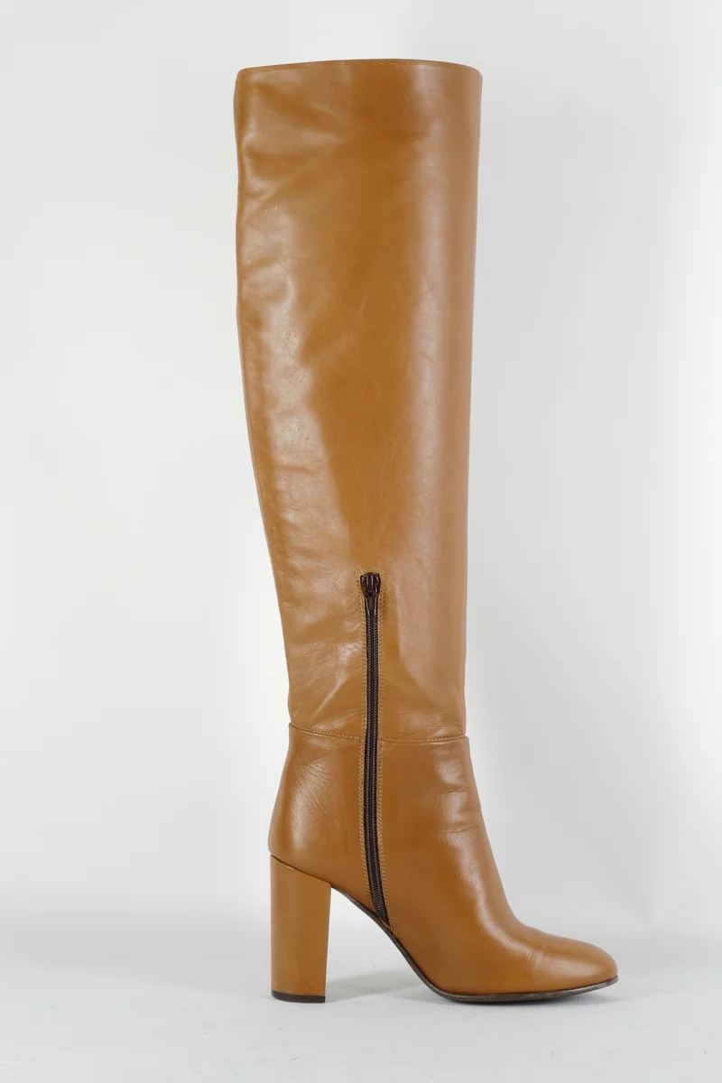 Hohe Stiefel Leder cognac