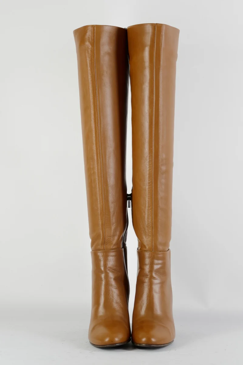 Hohe Stiefel Leder cognac