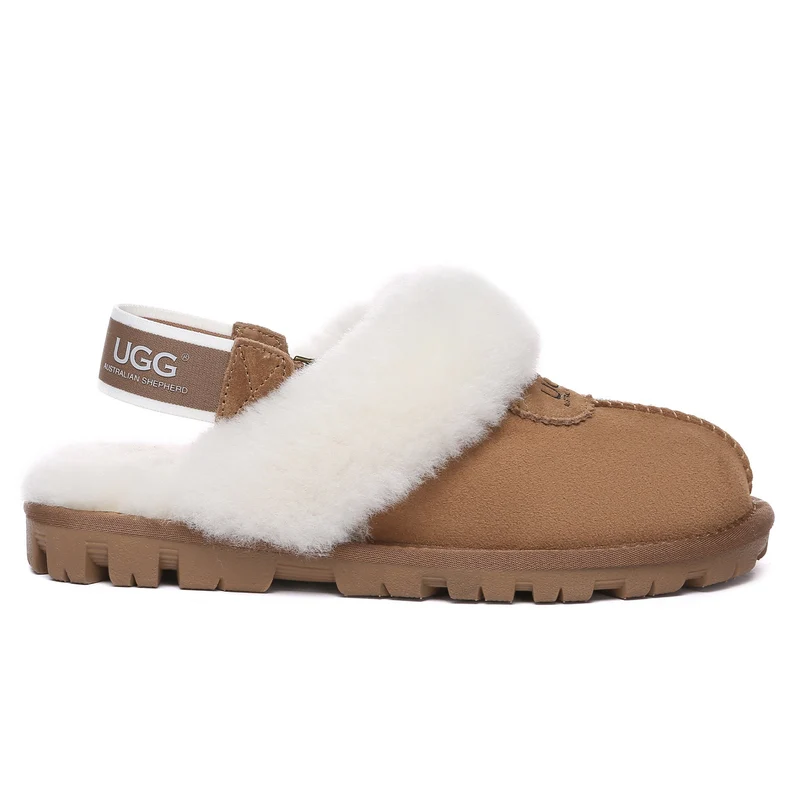 Removable Slingback Waffle Fluffy UGG Slippers