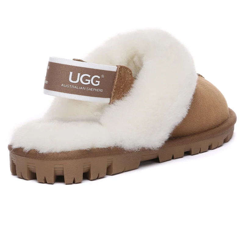 Removable Slingback Waffle Fluffy UGG Slippers