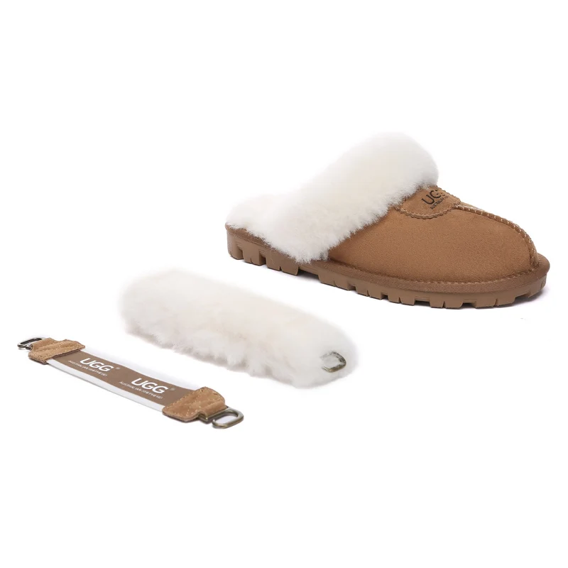 Removable Slingback Waffle Fluffy UGG Slippers