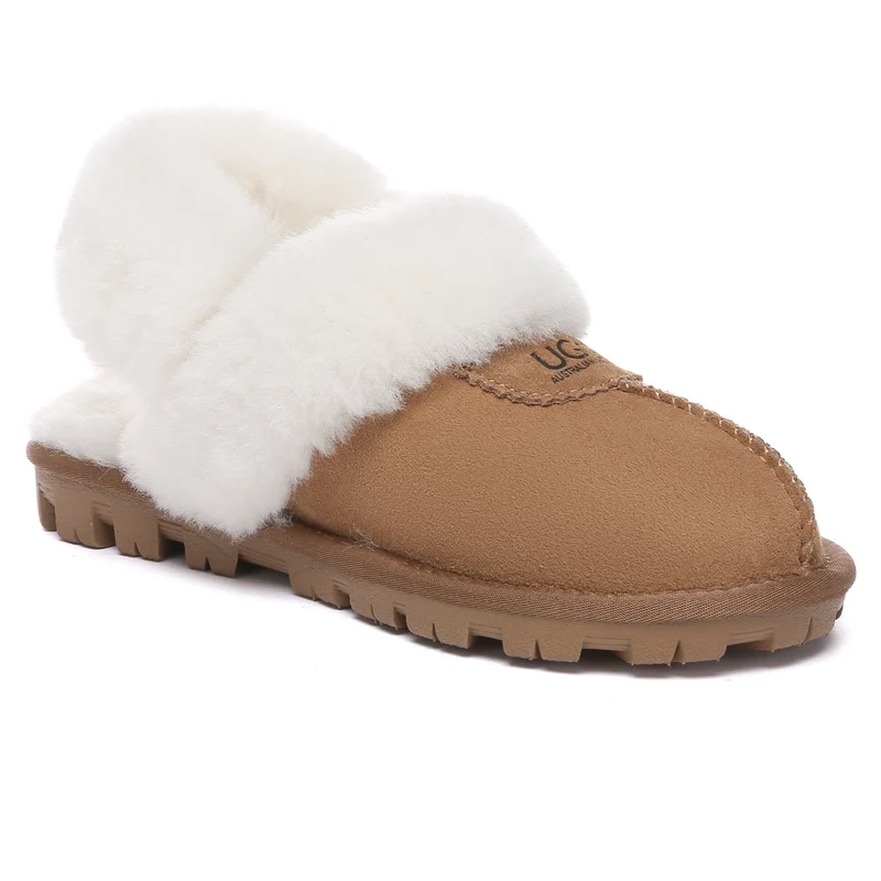 Removable Slingback Waffle Fluffy UGG Slippers