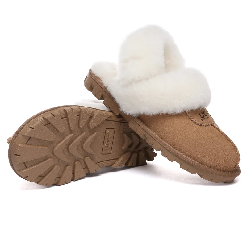 Removable Slingback Waffle Fluffy UGG Slippers