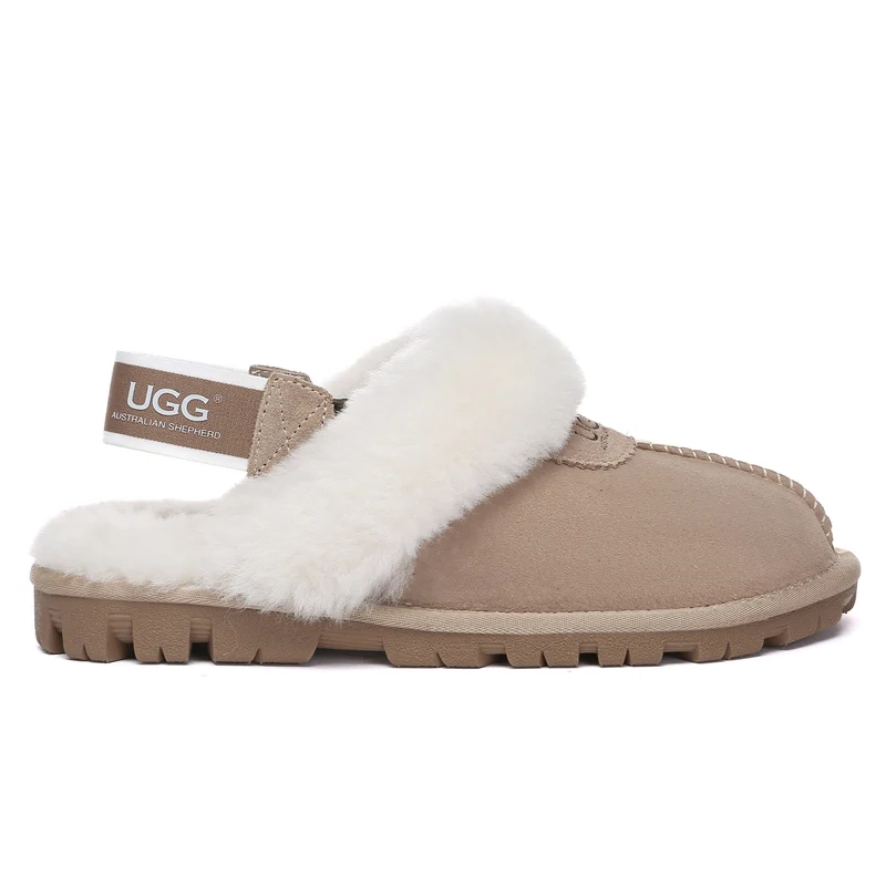 Removable Slingback Waffle Fluffy UGG Slippers
