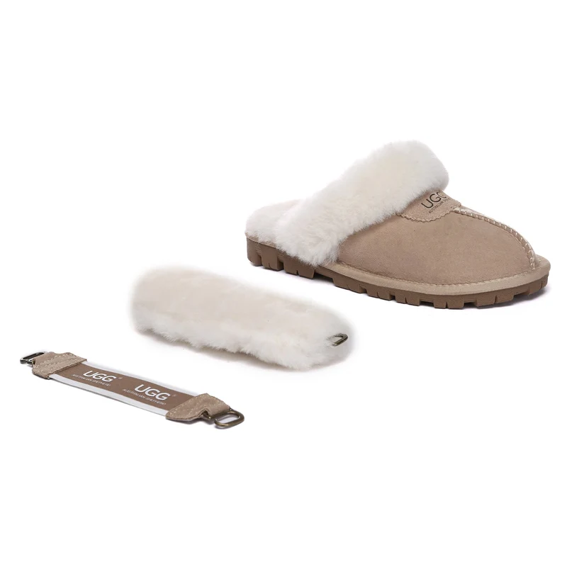 Removable Slingback Waffle Fluffy UGG Slippers
