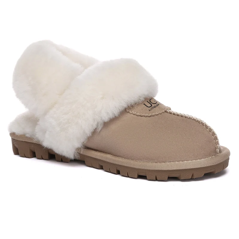 Removable Slingback Waffle Fluffy UGG Slippers