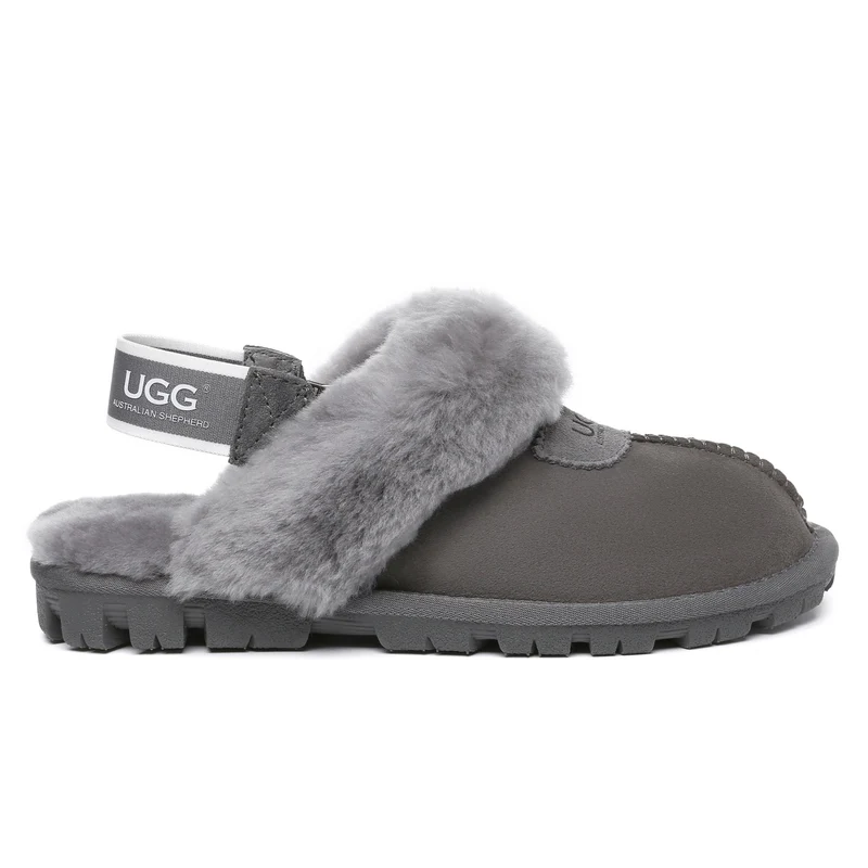 Removable Slingback Waffle Fluffy UGG Slippers