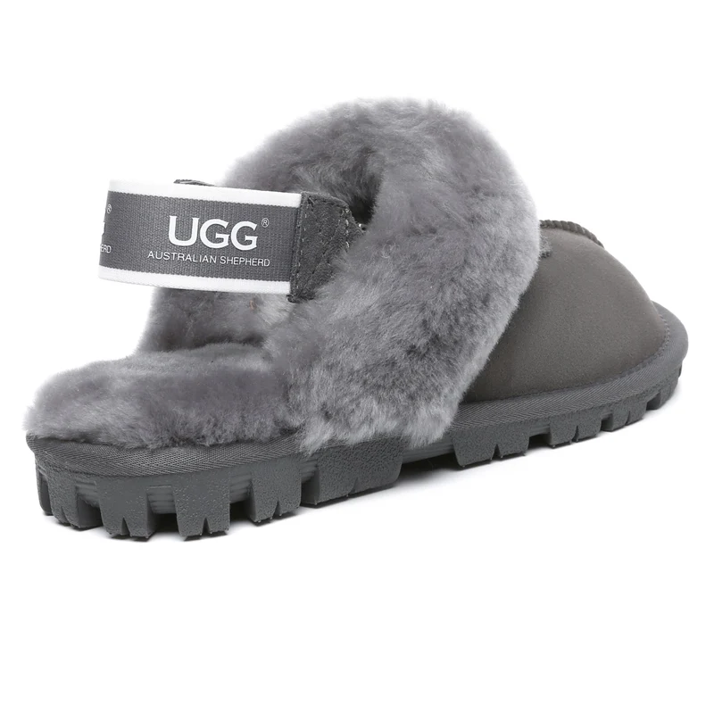 Removable Slingback Waffle Fluffy UGG Slippers
