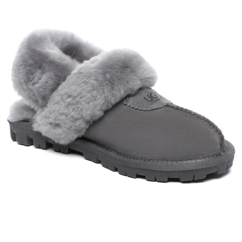 Removable Slingback Waffle Fluffy UGG Slippers