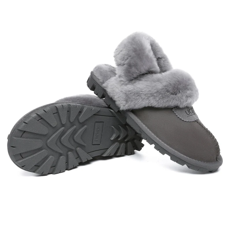 Removable Slingback Waffle Fluffy UGG Slippers