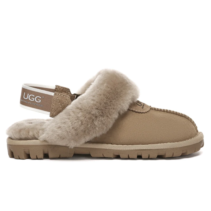 Removable Slingback Waffle Fluffy UGG Slippers