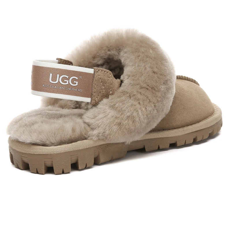 Removable Slingback Waffle Fluffy UGG Slippers