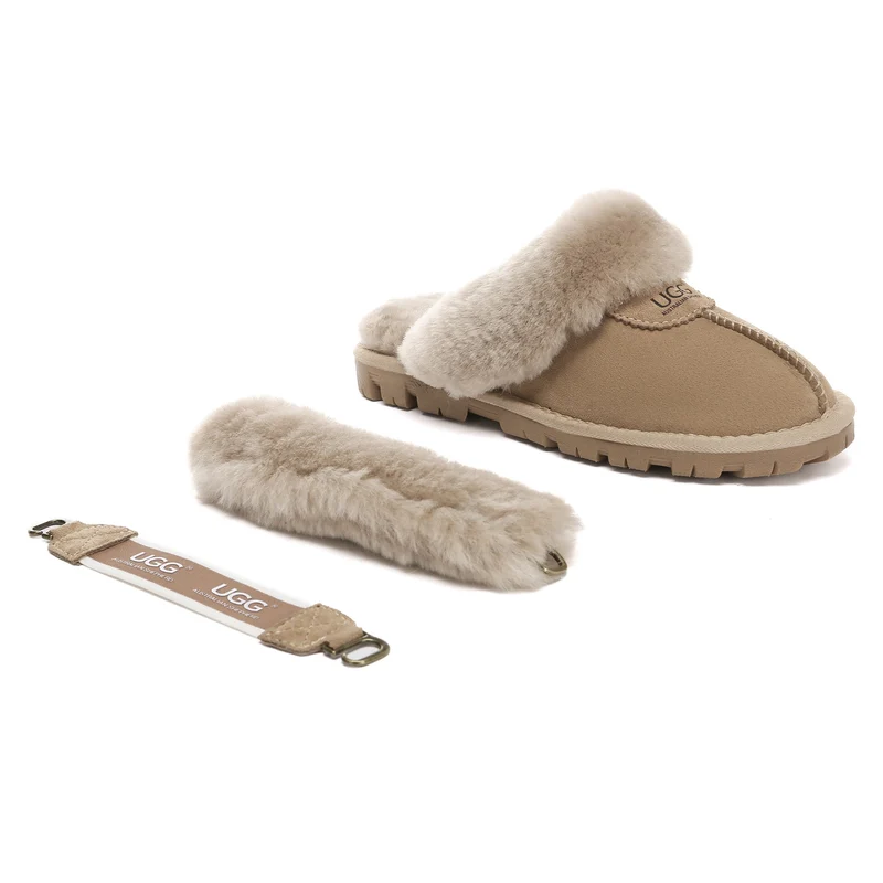 Removable Slingback Waffle Fluffy UGG Slippers