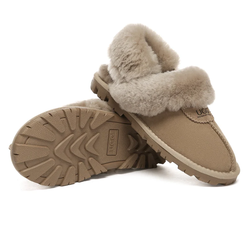 Removable Slingback Waffle Fluffy UGG Slippers