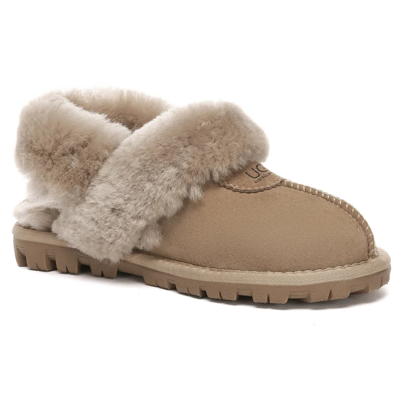 Removable Slingback Waffle Fluffy UGG Slippers