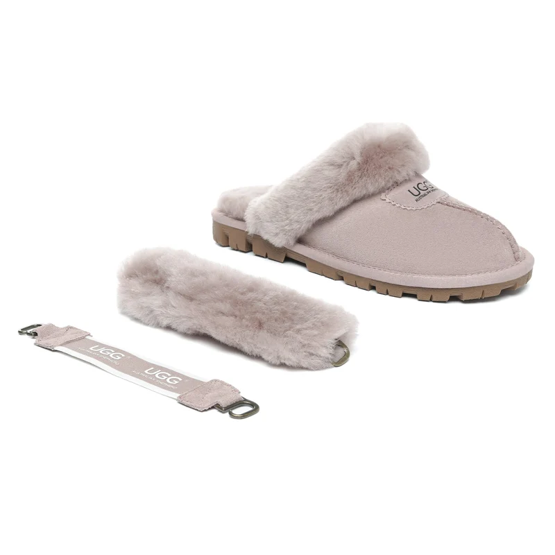 Removable Slingback Waffle Fluffy UGG Slippers