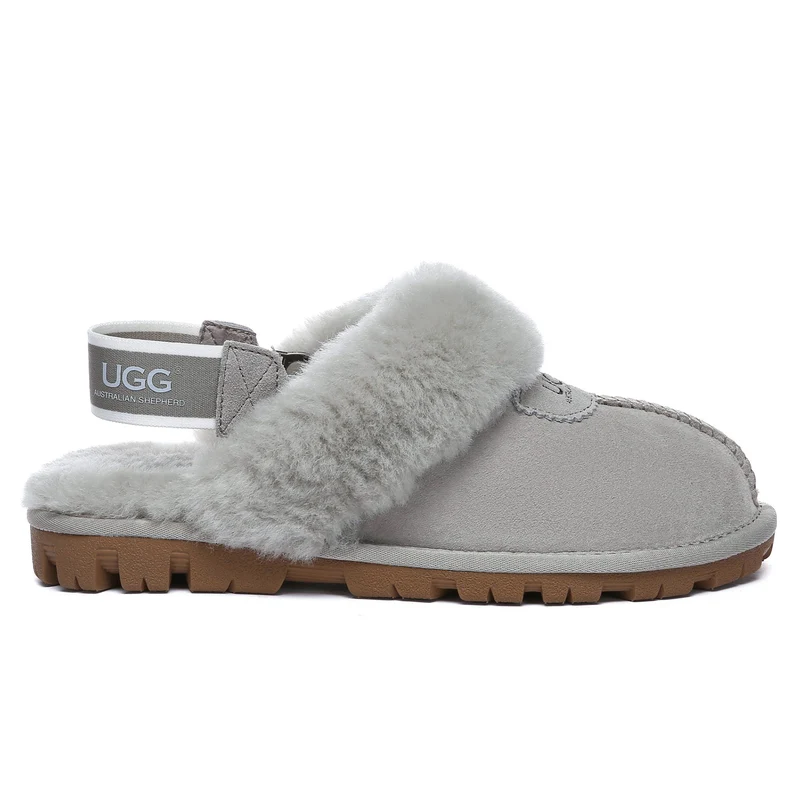 Removable Slingback Waffle Fluffy UGG Slippers