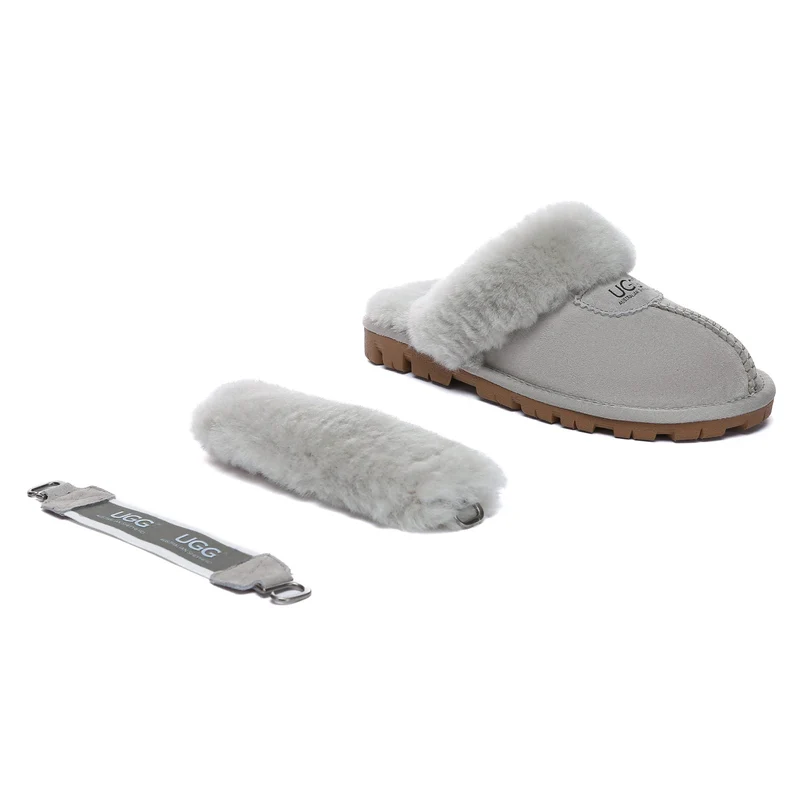 Removable Slingback Waffle Fluffy UGG Slippers