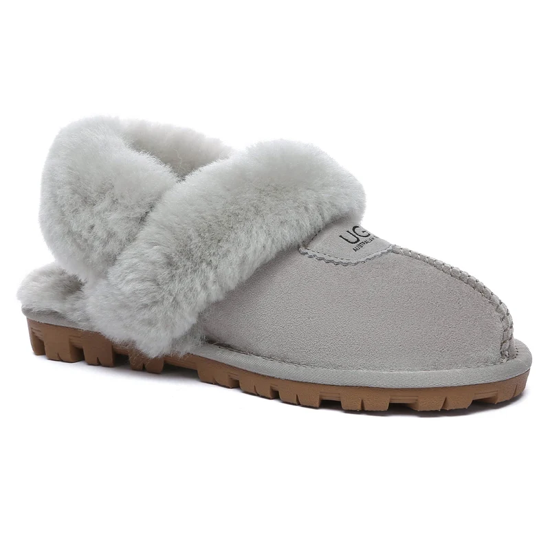 Removable Slingback Waffle Fluffy UGG Slippers
