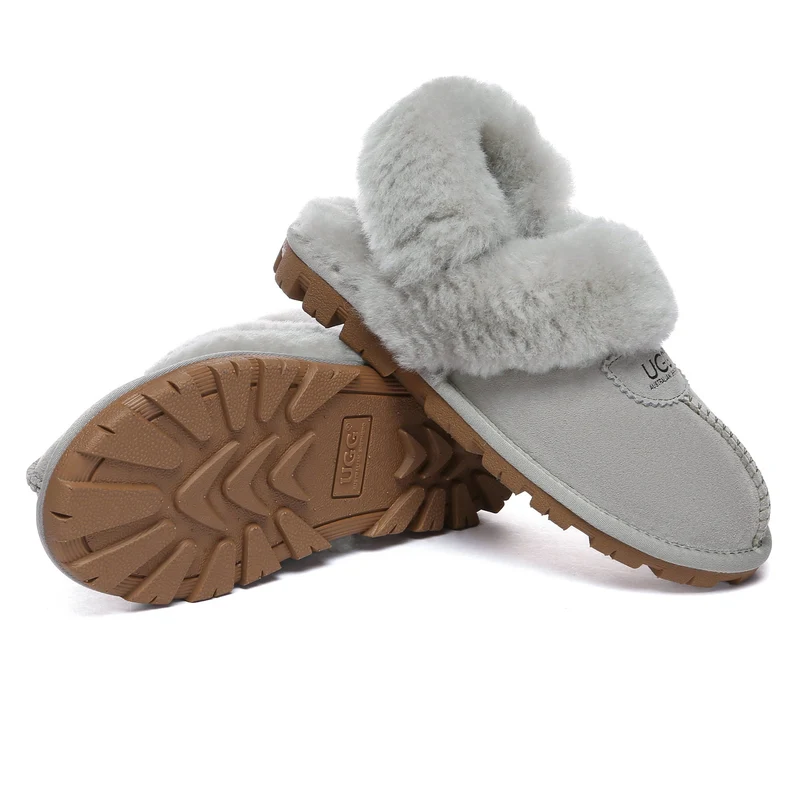 Removable Slingback Waffle Fluffy UGG Slippers