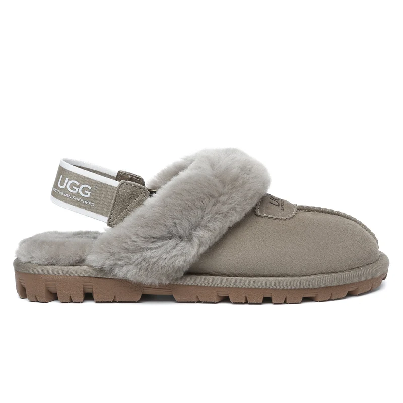 Removable Slingback Waffle Fluffy UGG Slippers