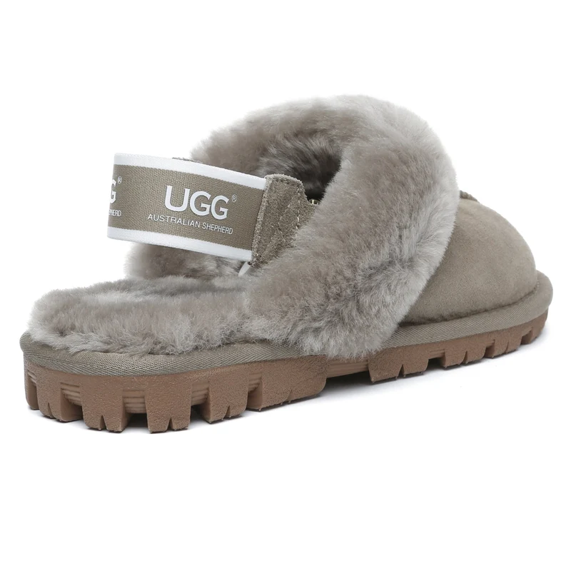 Removable Slingback Waffle Fluffy UGG Slippers