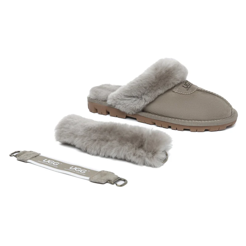 Removable Slingback Waffle Fluffy UGG Slippers