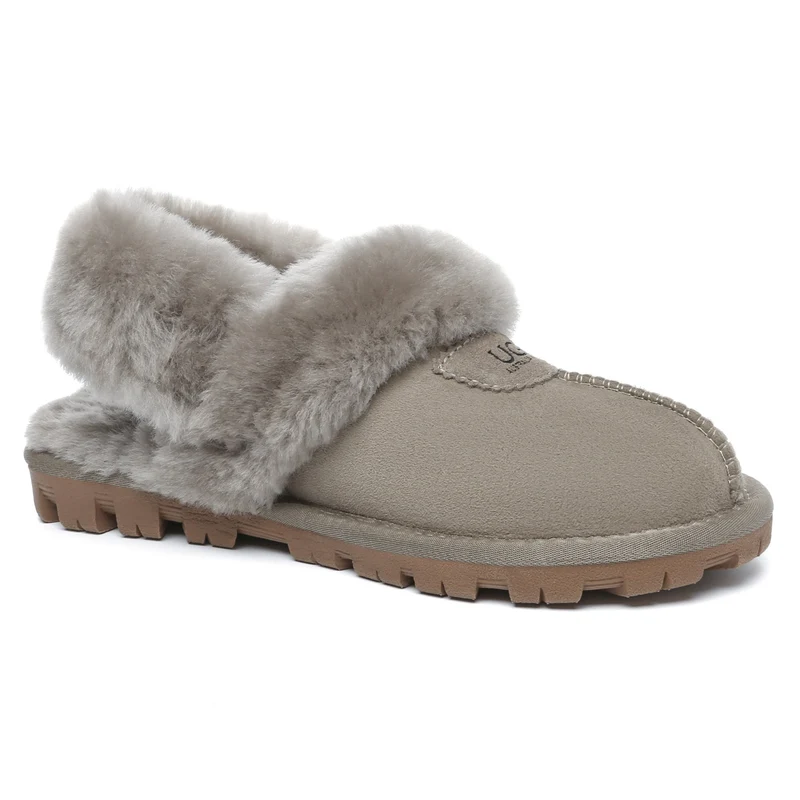 Removable Slingback Waffle Fluffy UGG Slippers