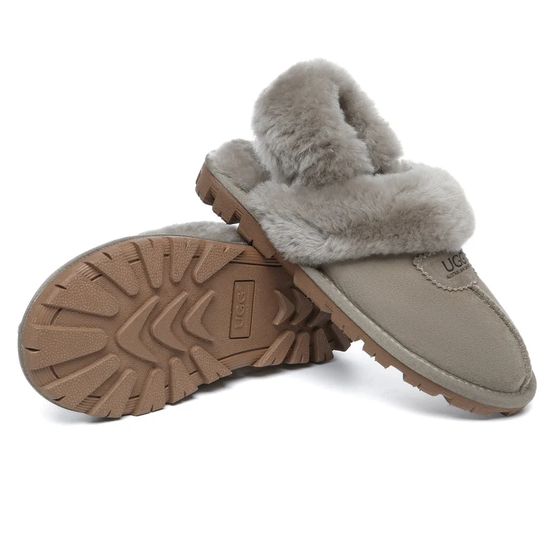 Removable Slingback Waffle Fluffy UGG Slippers