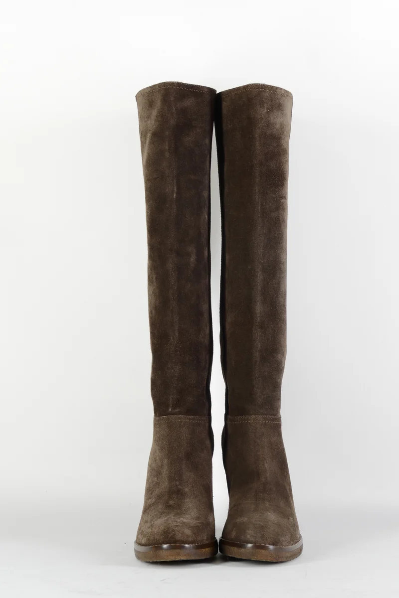 Stiefel Wildleder dunkelbraun