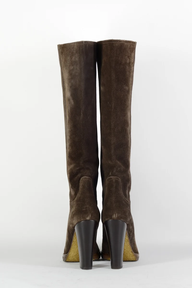 Stiefel Wildleder dunkelbraun